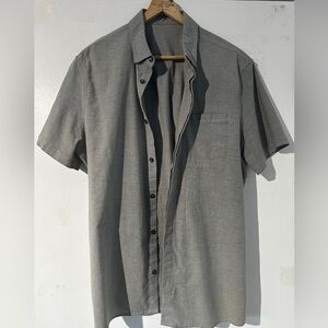 Lululemon Men Summer Fridays Button Down Black Short Sleeve Shirt XL